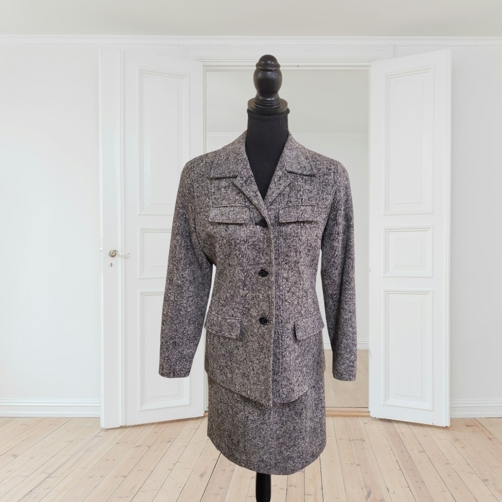 ✨Vintage Chelsea Cambell Women's Gray Wool Jacket And Skirt Set Size 6